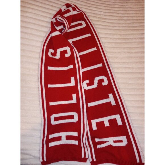 Hollister Scarf Red White One Size Winter Gear - Picture 1 of 4